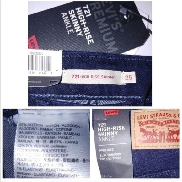 Levi’s. NWOT. 721 high rise skinny denim - Picture 3 of 7